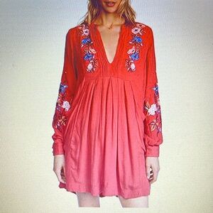 Free People Mia Linen Mini Longsleeve Dress